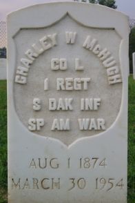 Grave marker for Spanish American War veteran, Charley W. McHugh (1874-1954)