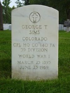Headstone of WWI veteran, George T. Sims (1895-1969)