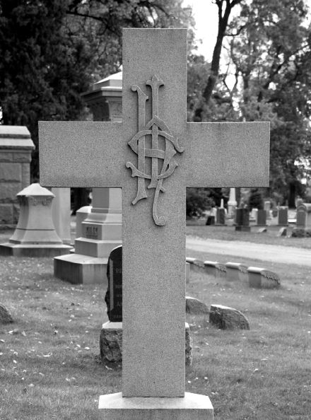 IHS cemetery symbol in the shape of a dollar sign - Iota, Eta, Sigma